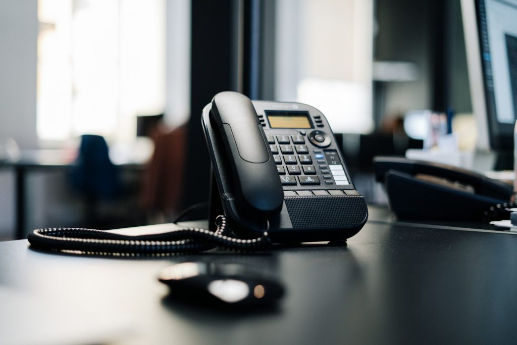 Desk phone in an office